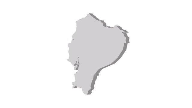 Ecuador map 3d grey on white background. Dynamic 4K animation motion graphics unleashed.