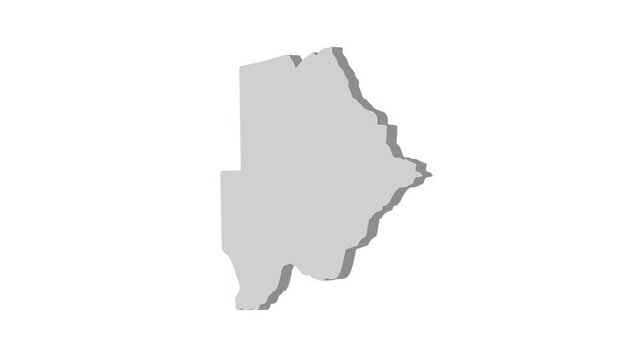 Botswana map 3d grey on white background. Dynamic 4K animation motion graphics unleashed.