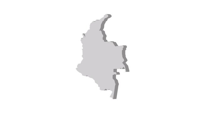 Colombia map 3d grey on white background. Dynamic 4K animation motion graphics unleashed.