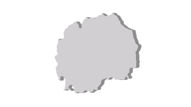 Macedonia map 3d grey on white background. Dynamic 4K animation motion graphics unleashed.