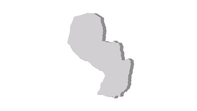 Paraguay map 3d grey on white background. Dynamic 4K animation motion graphics unleashed.