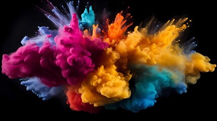 Fototapeta na wymiar Explosion of Colored Powder on black background