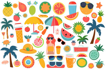 summer clipart bundle set seasonal summer fun beach vacation icon vector