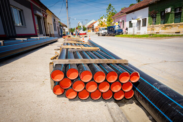 Pack of polymeric HDPE water pipes