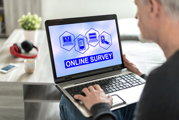 Fototapeta na wymiar Online survey concept on a laptop screen