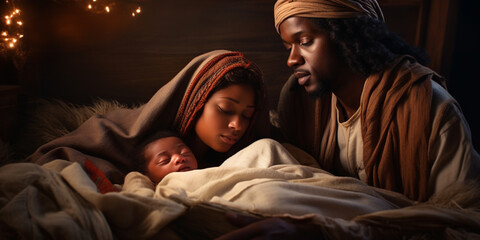 Obraz na płótnie Canvas The Black Nativity Holy Family
