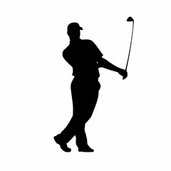Golf player black icon on white background. Golf player silhouette