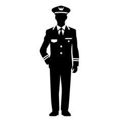 Male pilot black icon on white background. Pilot silhouette © B-design