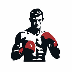 Boxer black icon on white background. Boxer silhouette