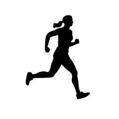 Fototapeta na wymiar Woman runner black icon on white background. Female runner silhouette
