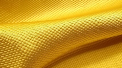 Yellow soccer fabric texture with air mesh. Sportswear background