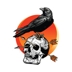 skull and crow artwork
