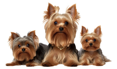 Dogs Sitting in a Group on White Background