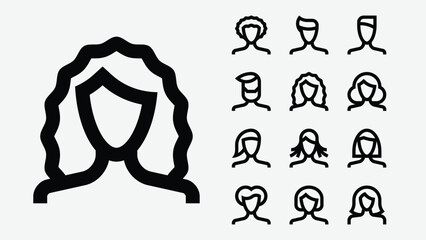 Hairstyle Outline Icons