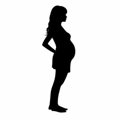 Pregnant woman black icon on white background. Pregnant woman silhouette