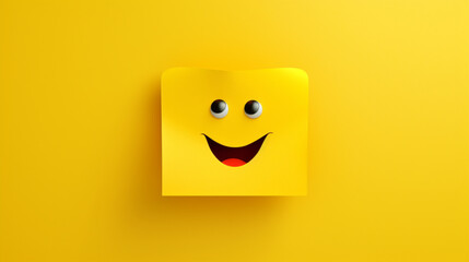 黄色い四角いチラシに明るい感情を表現した絵文字GenerativeAI - obrazy, fototapety, plakaty