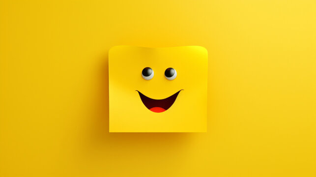 Naklejki 黄色い四角いチラシに明るい感情を表現した絵文字GenerativeAI