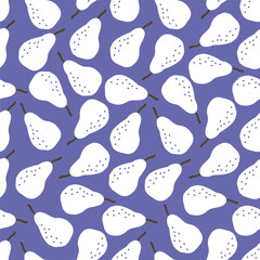 Purple seamless pattern with white pear