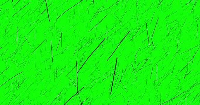 Less lines animation random sketch black green screen. Cartoon greenbox overlay isolated doodle grunge crazy scratches, animation good  for any vido material 4K.
