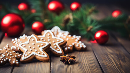 christmas gingerbread cookies and background