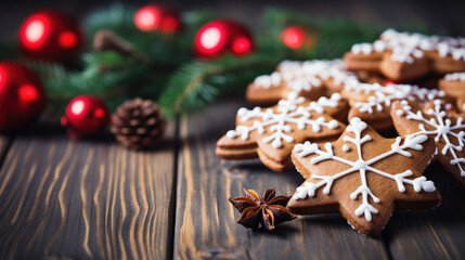 christmas gingerbread cookies and background