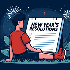 vector hand drawn new year's resolutions illustration, new year goal illustration