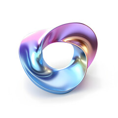Abstract 3d metalic colorful mobius strip infinity isolated on white background.