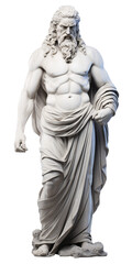 Fototapeta na wymiar Ancient Greek god statue, antique Zeus sculpture isolated on white transparent background, historical monument