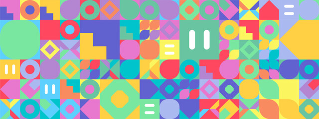 Colorful colourful abstract geometric vector pattern mosaic shapes banner