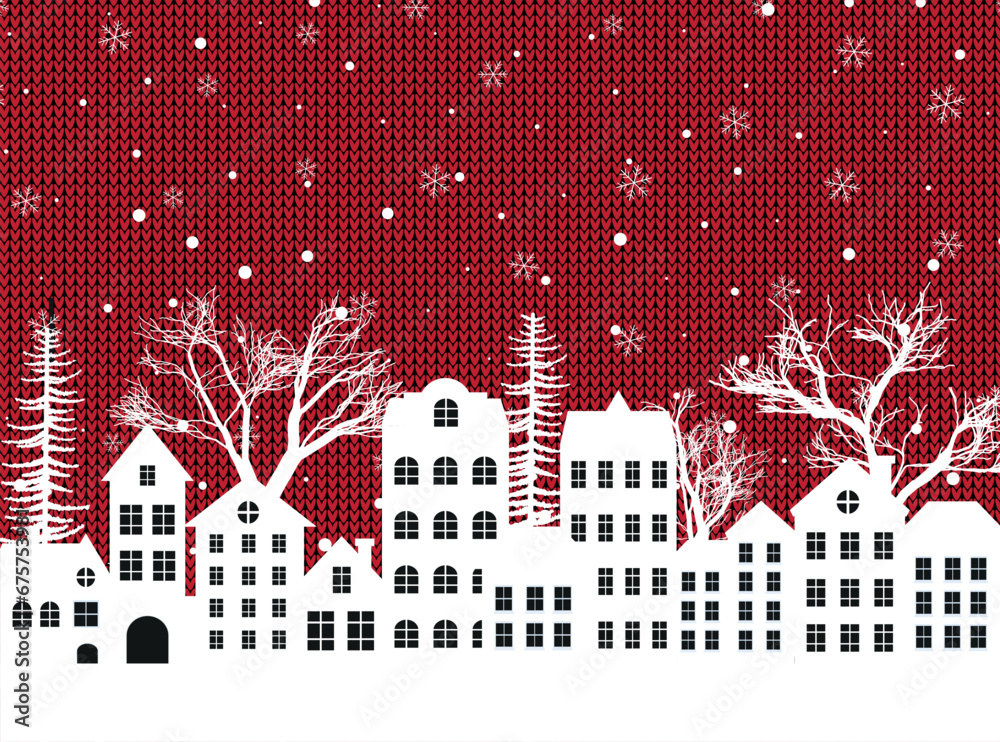 Wall mural christmas and new year pattern knitted plaid. festive background for design and print