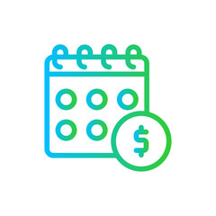 Budgeting event planning icon with blue and green gradient outline style. finance, budget, financial, business, investment, economy, money. Vector illustration