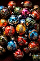 Festive background of elegant Christmas balls. Premium Christmas decorations. 