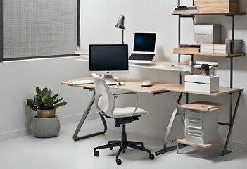 A modern working room with premium interior and workstation