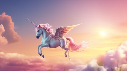 a unicorn with wings and flowers