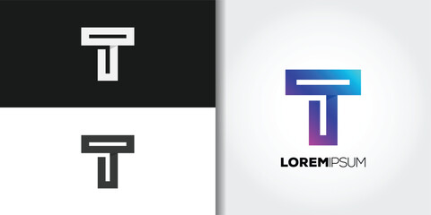 Obraz premium rectangle letter t logo