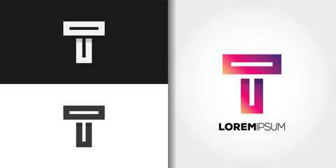 Obraz premium rectangle letter t logo