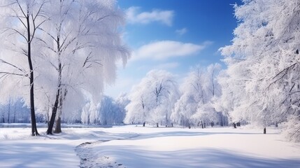 Beautiful winter landscape with in the park. natural background.