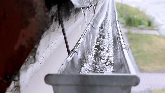 rainwater off roof top into drain system no people stuck image stock photo