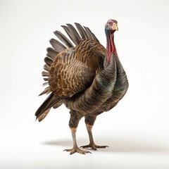 a turkey standing on a white background