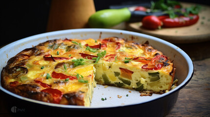 Frittata with peppers and courgettes