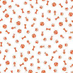 Seamless pattern with orange pet elements