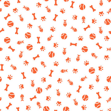 Seamless pattern with orange pet elements