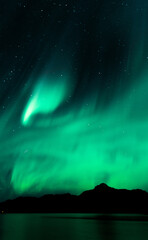 aurora borealis over the mountains