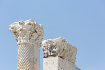Corinthian Columns. Group of columns in Laodicea, Denizli, Turkey. Remains of temple in ancient...