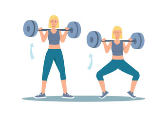 Concept Women's workout in the flat cartoon design. This captivating flat design illustration perfectly embodies the concept of women engaging in sports. Vector illustration.