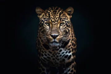Schapenvacht deken met patroon Luipaard A Jaguar on dark background.