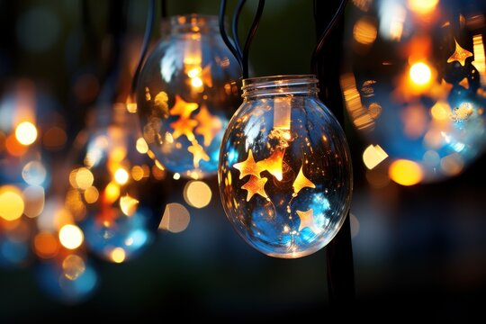golden garland bulbs dangle and shine   lights outdoor