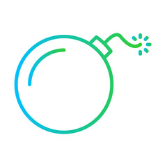 Bomb mining industry icon with blue and green gradient outline style. power, technology, white, metal, danger, clean, electricity. Vector Illustration