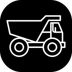 Truck mining industry icon with black filled line outline style. transportation, truck, delivery, industry, transport, shipping, cargo. Vector Illustration