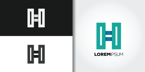 square letter h logo set